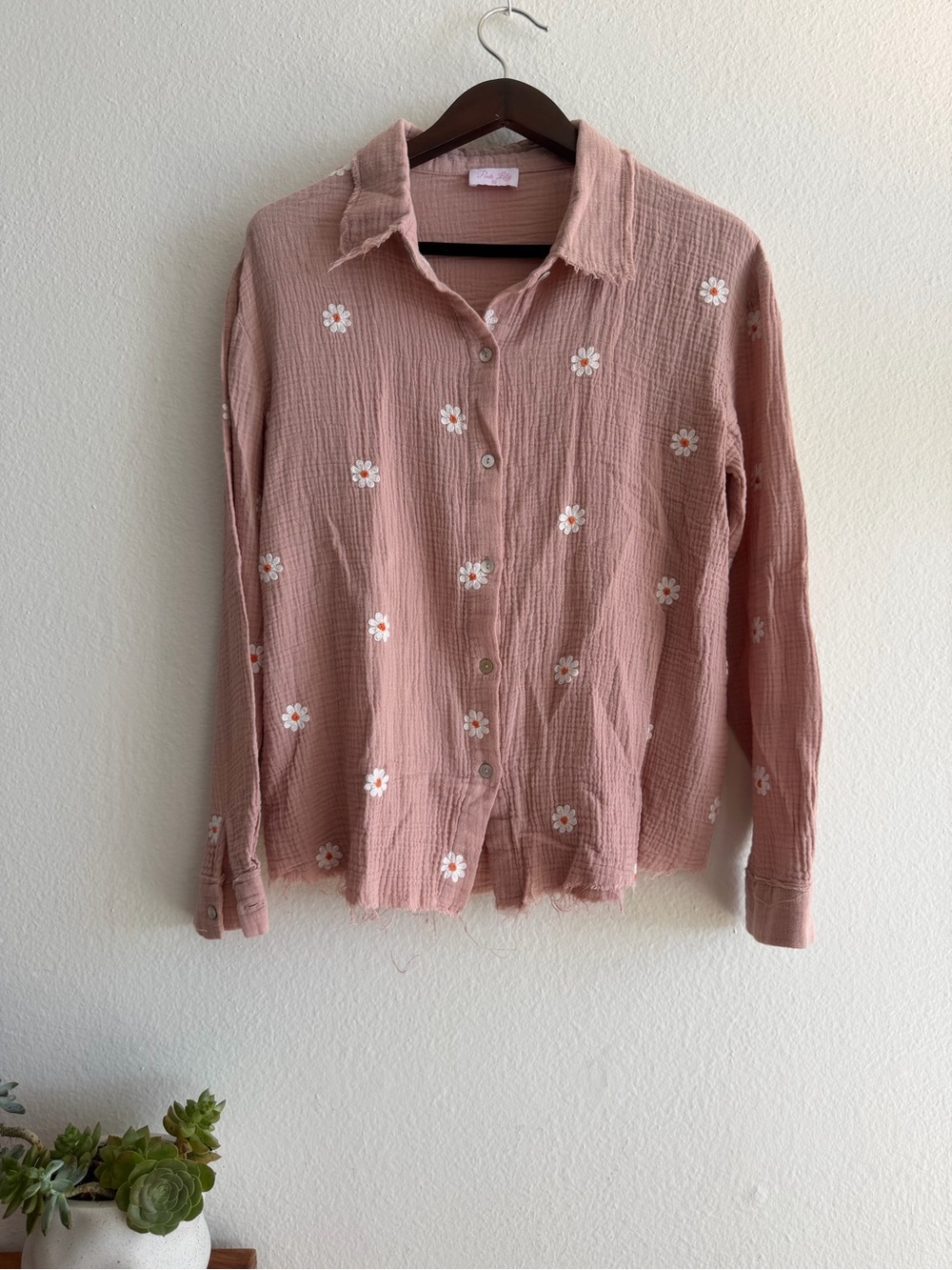 Pink Lily 🌸 Oversized Daisy Print Blouse | Size XS